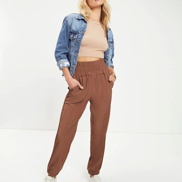 CHILL OUT DAYS POCKETED JOGGER PANTS - CHESTNUT